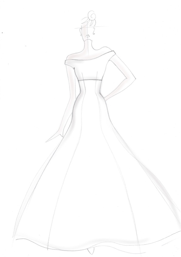 Off the shoulder wedding dress illustration - The Wedding Dress Survival Guide