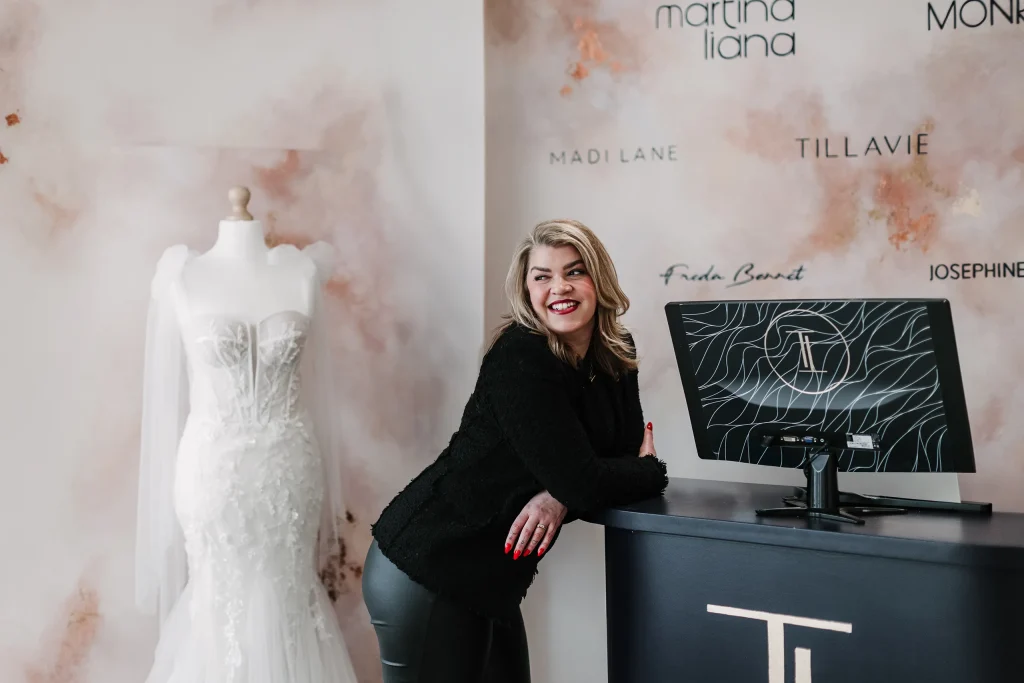 Sian in Tilly's bridal boutique