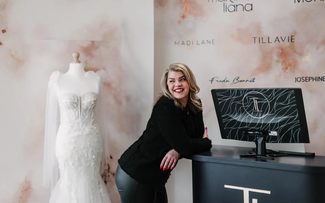 Sian in Tilly's bridal boutique