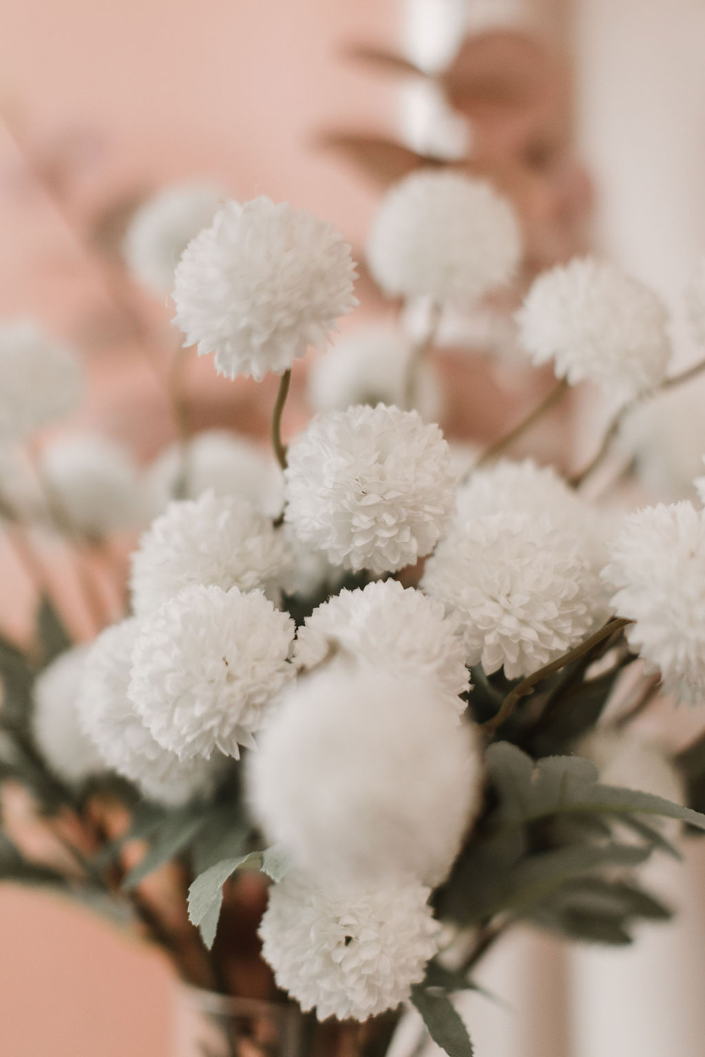 White flowers at Tilly's bridal boutique