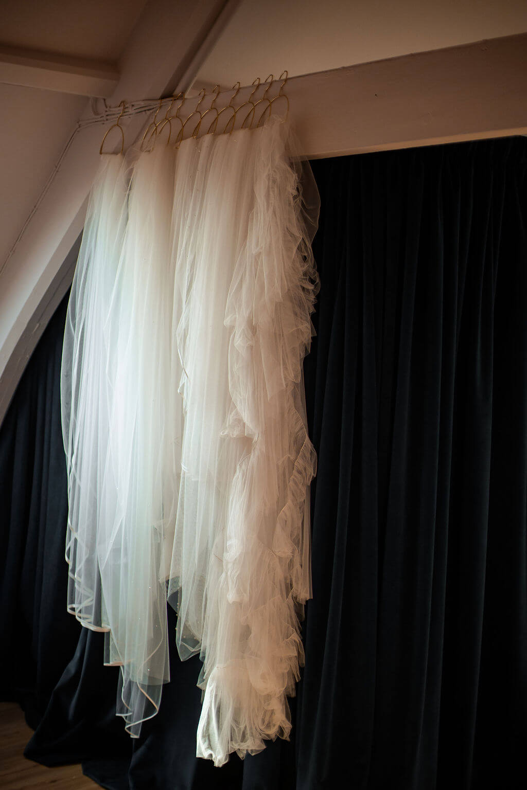 Wedding veils hanging up at Tilly's